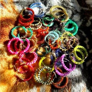 OOAK hand-beaded stainless steel hoop earrings!!